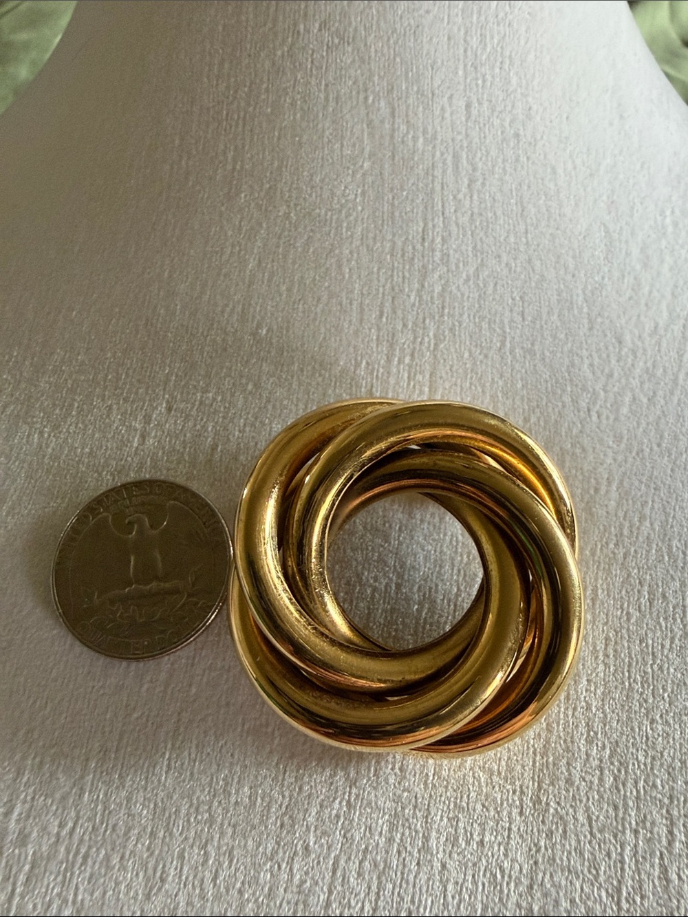 Napier Shiny Gold Interlocked Knot Brooch